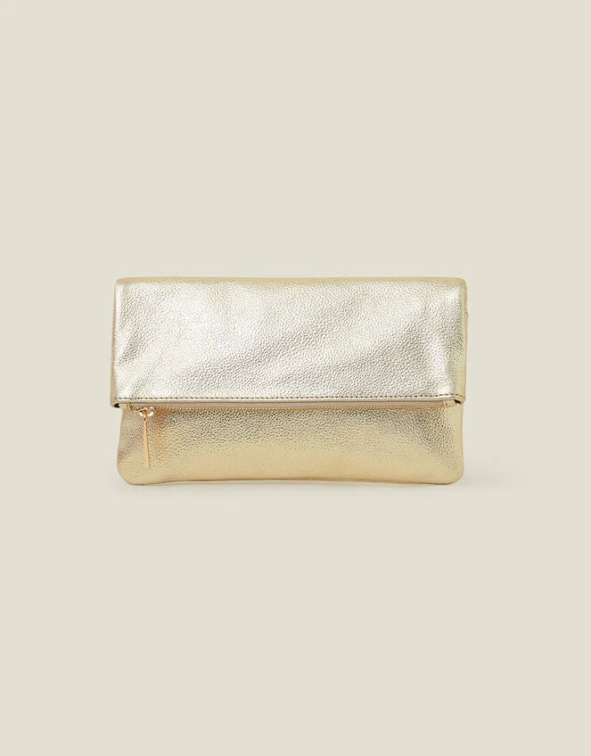 Metallic Fold Over Clutch Gold-GRS CERTIFIED-OEM/ODM