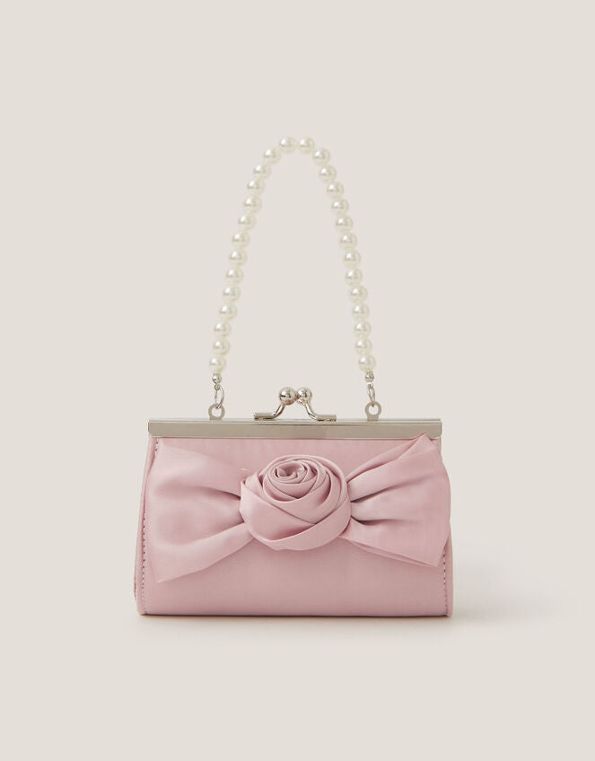 Satin Rose Bow Mini Bag Pink-GRS CERTIFIED-ODM/OEM