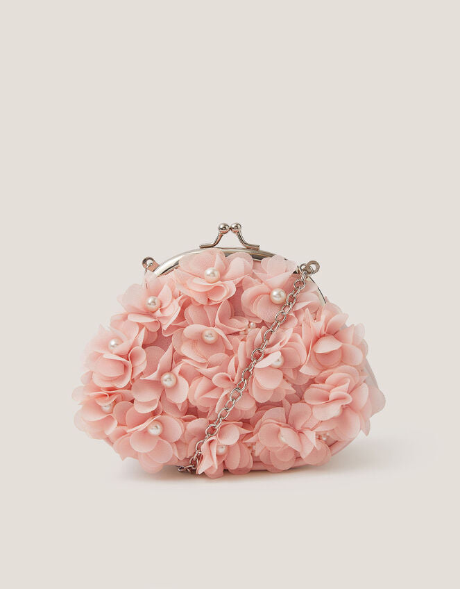 Appliqué Floral Cluster Clip Frame Bag Pink-GRS CERTIFIED-ODM/OEM