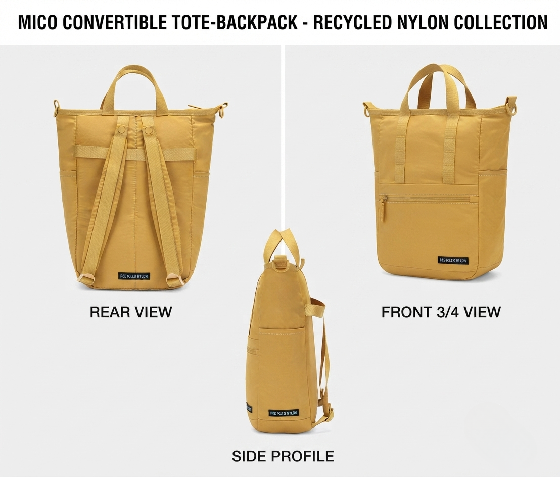 Convertible Tote‑Backpack – GRS Certified Recycled Nylon