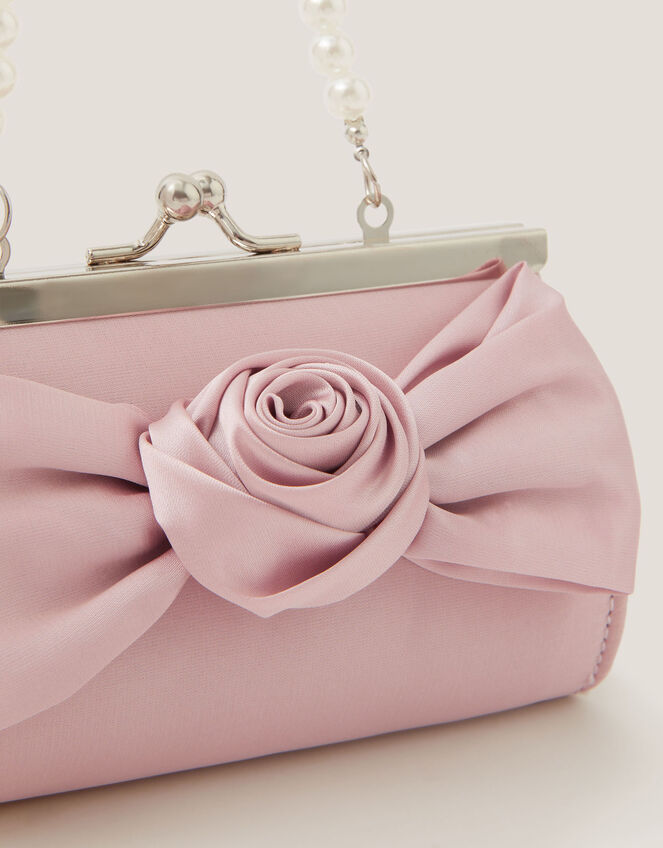 Satin Rose Bow Mini Bag Pink-GRS CERTIFIED-ODM/OEM