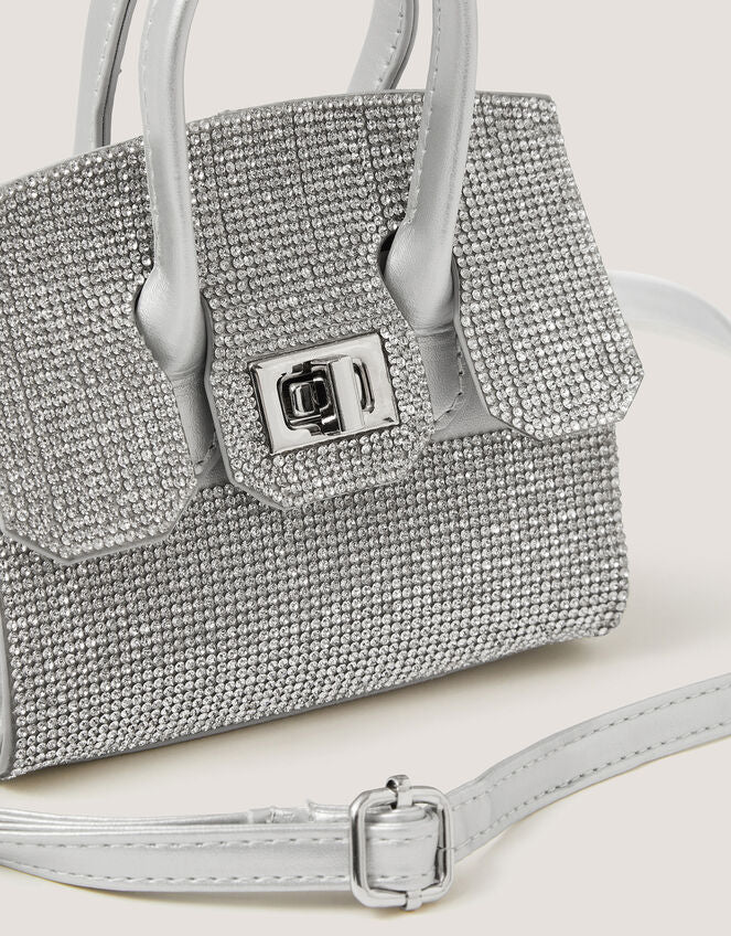 Clara Rainbow Diamanté Bag Silver-GRS CERTIFIED-ODM/OEM