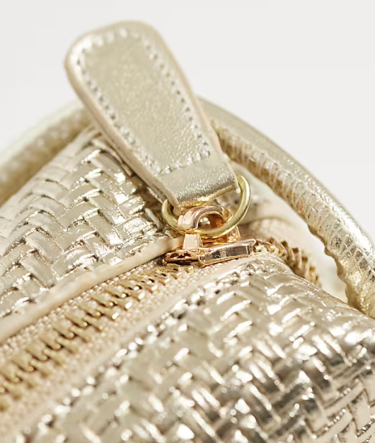 Weave mini cross body bag in gold-GRS certified-ODM/OEM