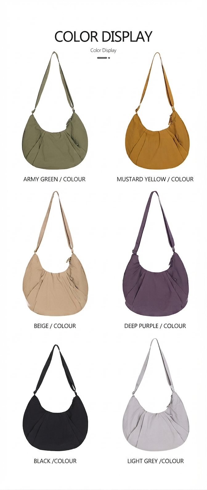 Recycled Nylon Hobo Shoulder Bag – GRS Certified