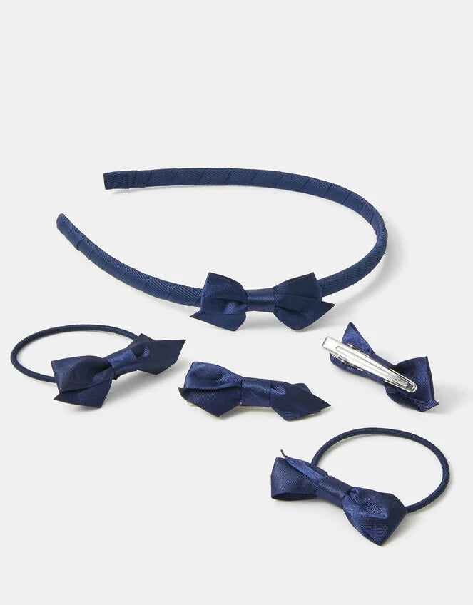 Navy Bow Hair Accessory Set – Recycled Polyester – GRS‑Certified OEM/ODM