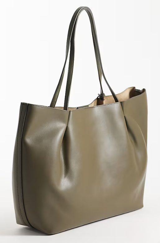 Recycled faux leather slouch tote bag in green-GRS Certified-ODM/OEM