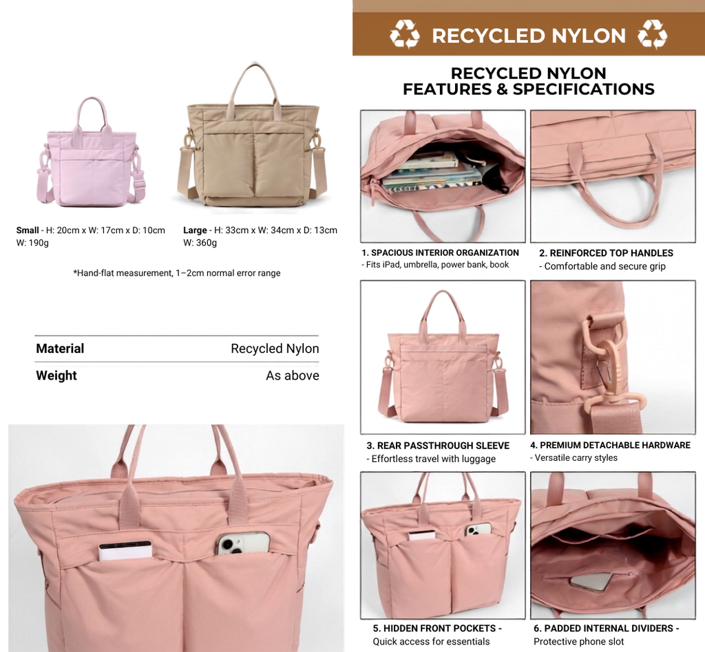 Recycled Nylon Bag Set – GRS Certified (Small & Large)