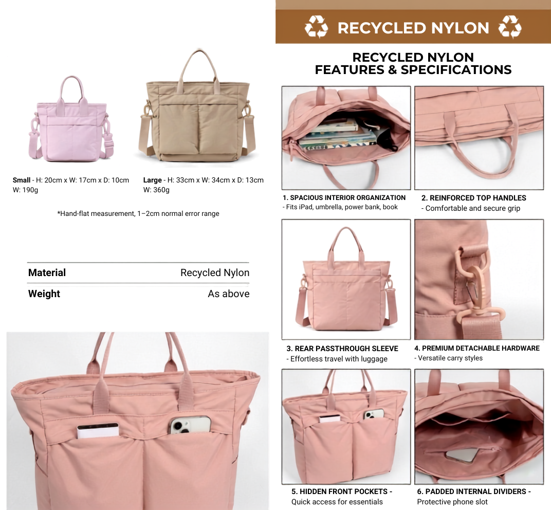 Recycled Nylon Bag Set – GRS Certified (Small & Large)