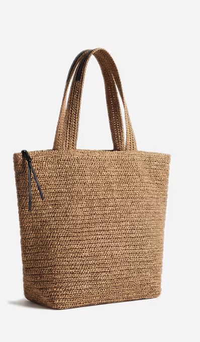 Straw crochet tote bag in natural-GRS certified, ODM/OEM