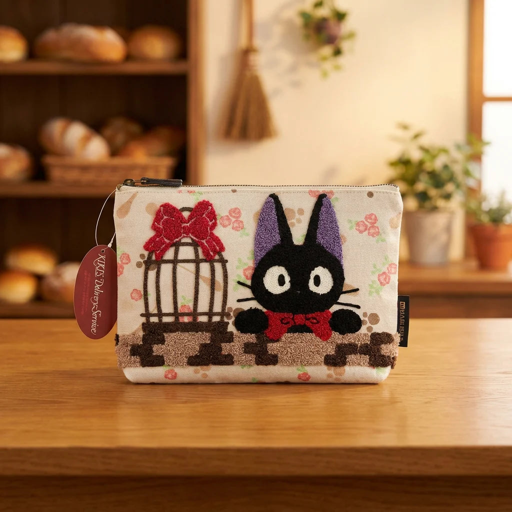 Kiki’s Delivery Service – Jiji Embroidered Pouch (For Studio Ghibli Fans)