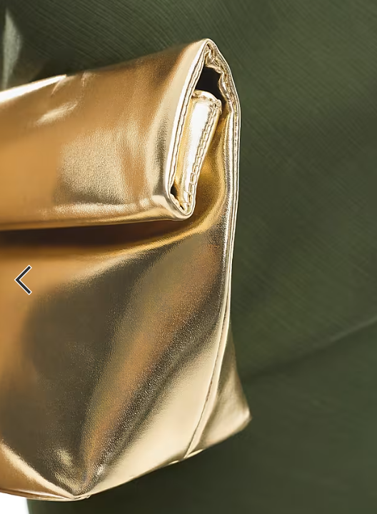 Roll top clutch bag in gold-GRS certified, ODM/OEM