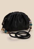 Black Beaded Pouch Cross Body Bag-GRS Certified