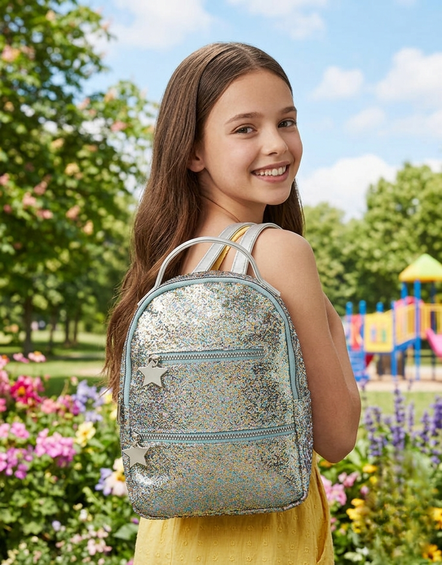 Glitter Charm Backpack-GRS CERTIFIED-ODM/OEM