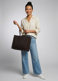 Woven shoulder bag in brown-GRS Certified-ODM/OEM