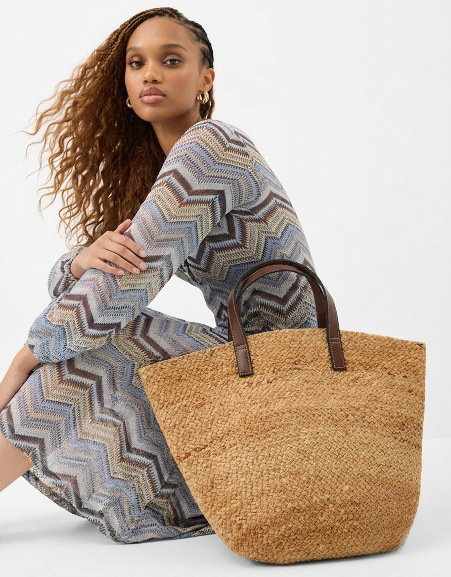 Double Strap Jute Basket Bag-GRS CERTIFIED,ODM/OEM