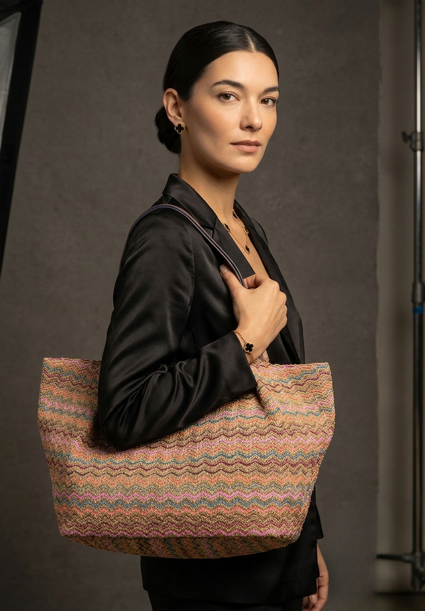 Stripe Raffia Tote Bag-GRS CERTIFIED-ODM/OEM