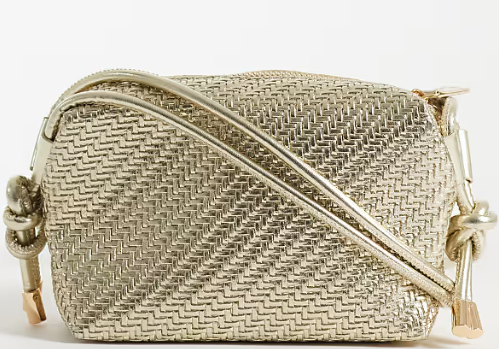 Weave mini cross body bag in gold-GRS certified-ODM/OEM
