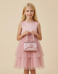 Satin Rose Bow Mini Bag Pink-GRS CERTIFIED-ODM/OEM
