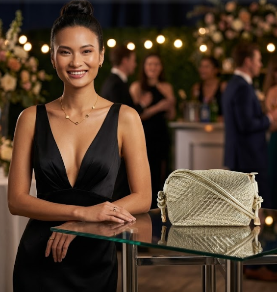 Weave mini cross body bag in gold-GRS certified-ODM/OEM
