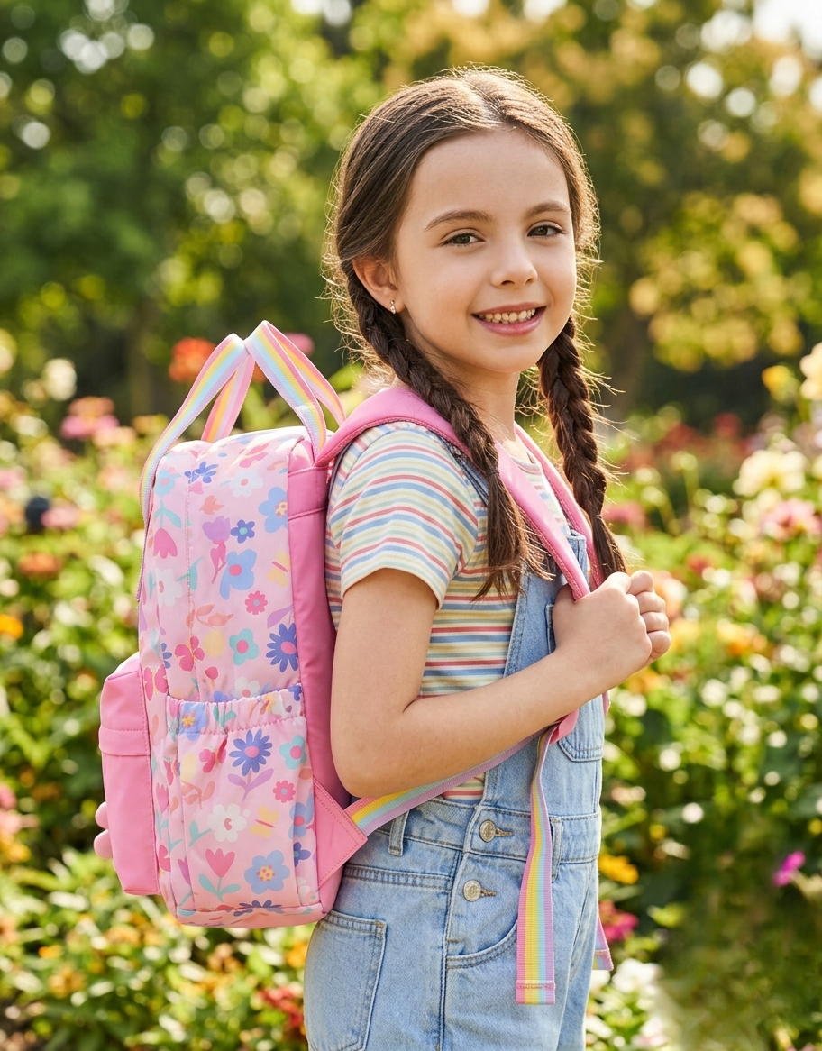 Girls Floral Print Backpack-CERTIFIED GRS-OEM/ODM