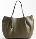 Recycled faux leather slouch tote bag in green-GRS Certified-ODM/OEM