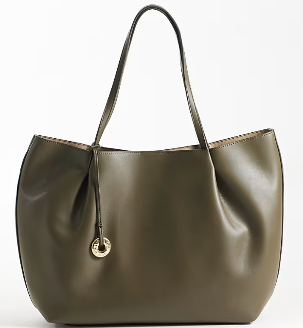 Recycled faux leather slouch tote bag in green-GRS Certified-ODM/OEM