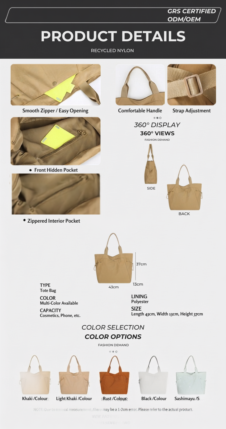 Recycled Nylon Tote Bag – GRS Certified