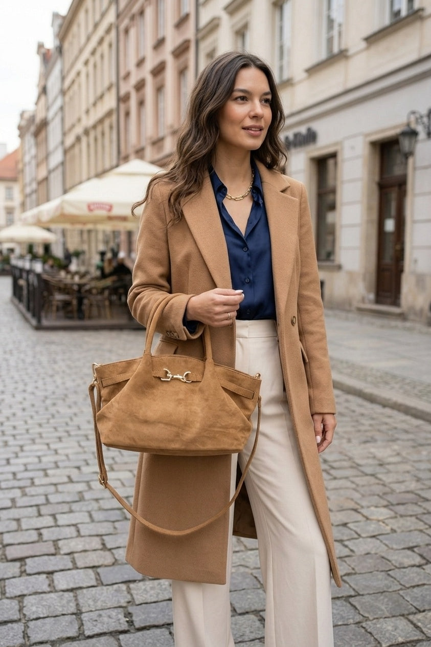 Handbag in imitation suede-GRS CERTIFIED OEM/ODM