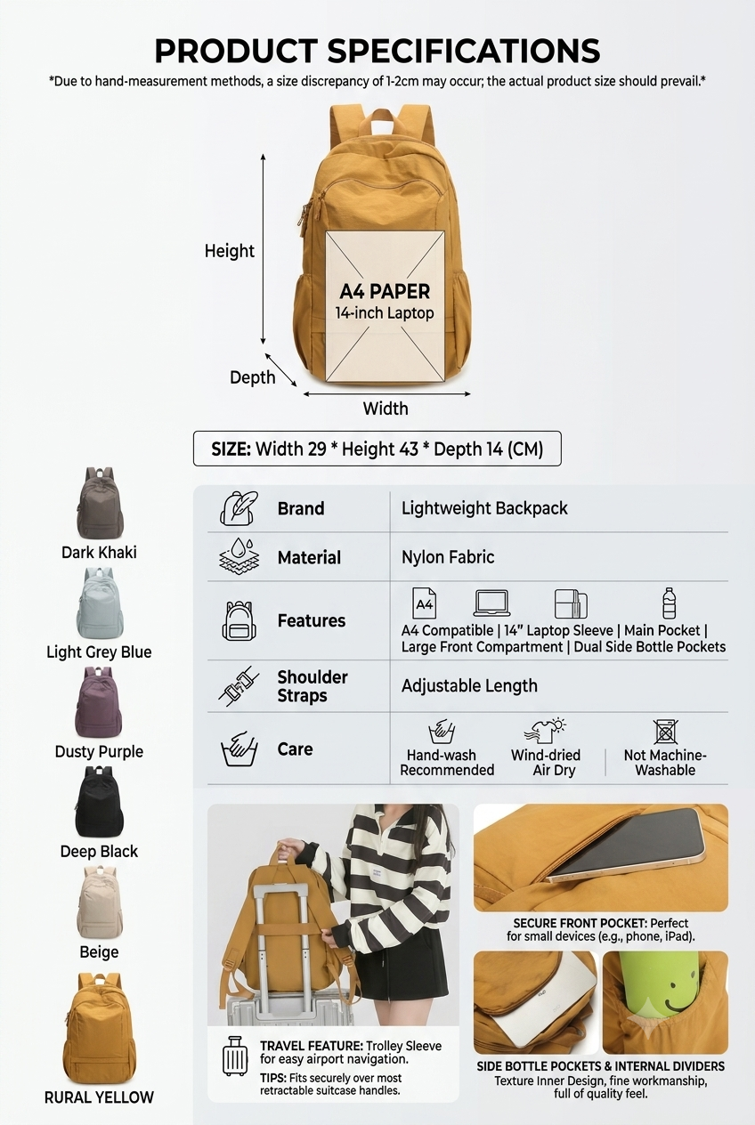 Lightweight Travel & Work Backpack – GRS Certified Recycled Nylon
