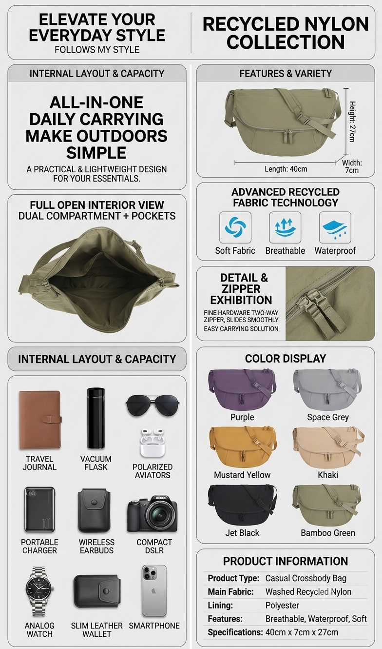 Casual Crossbody Bag – GRS Certified Recycled Nylon