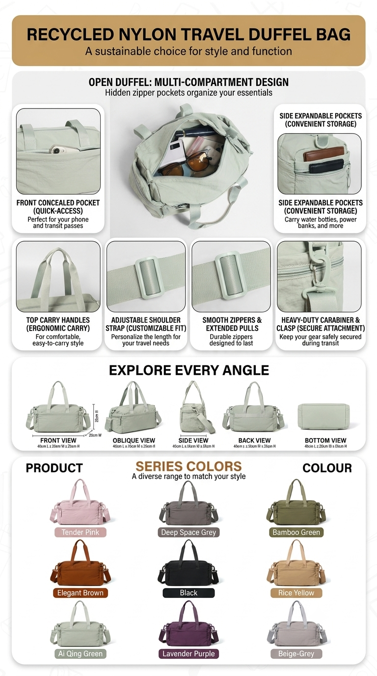 Travel Duffel Bag – GRS Certified Recycled Nylon