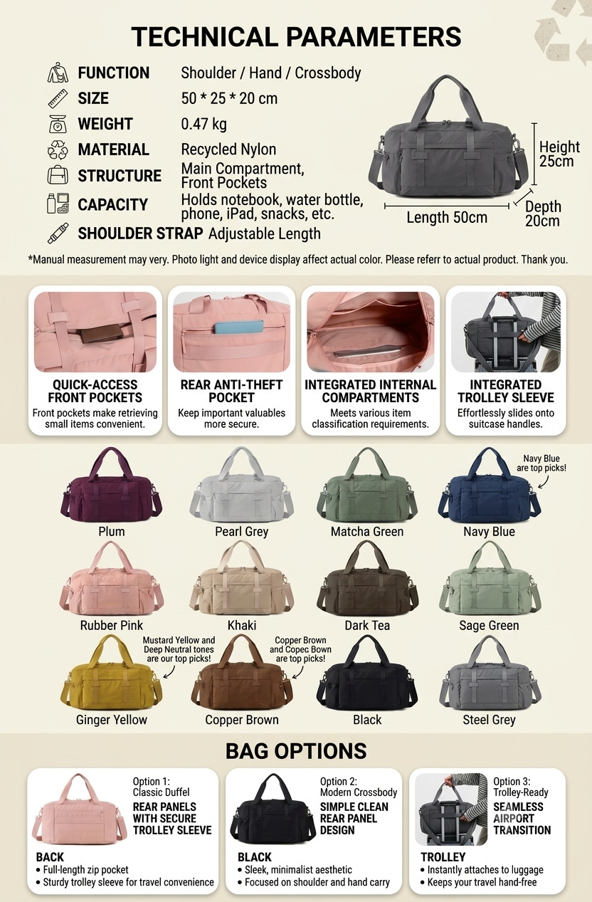 Multipurpose Travel Bag – GRS Certified Recycled Nylon