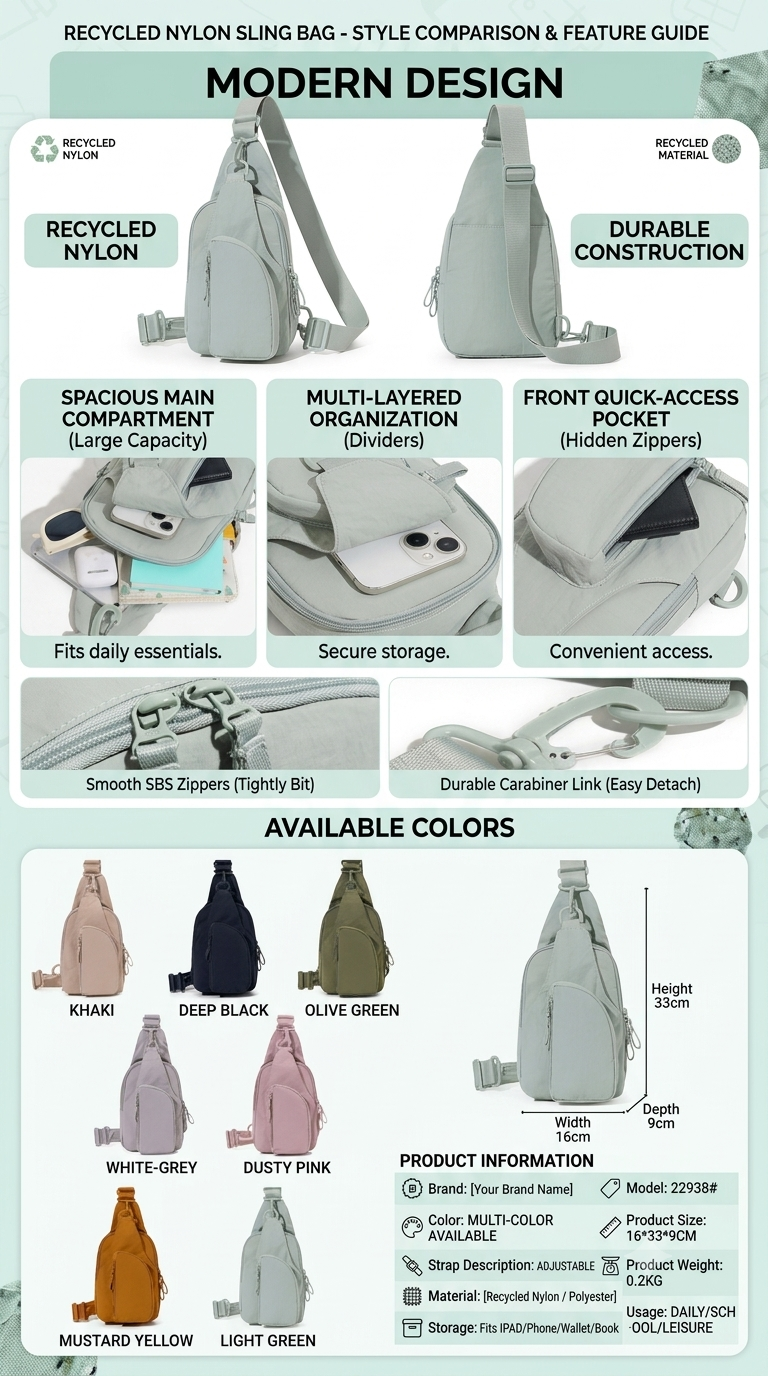 Recycled Nylon Sling Bag – GRS Certified