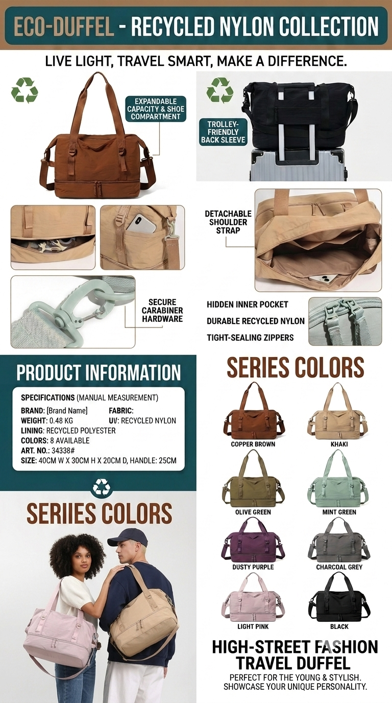 Eco-Duffel Travel Bag – GRS Certified Recycled Nylon