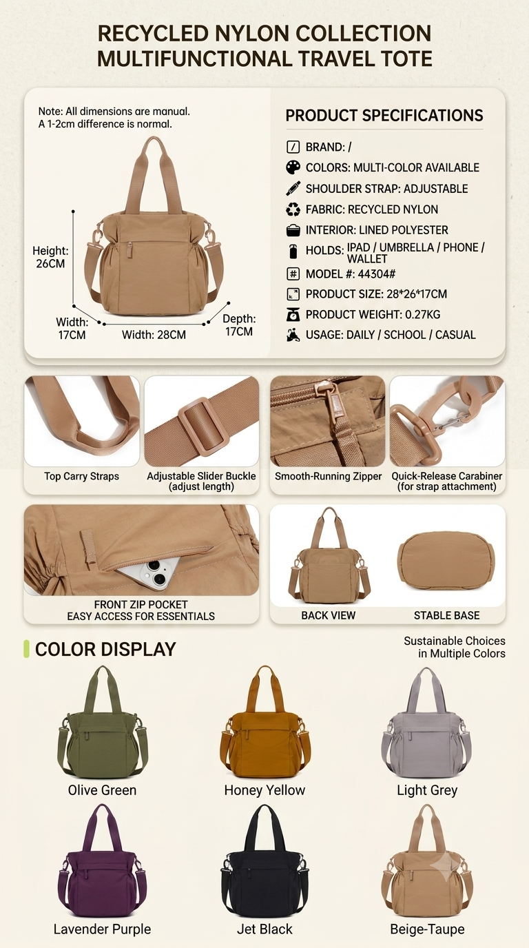 Multifunctional Travel Tote – GRS Certified Recycled Nylon