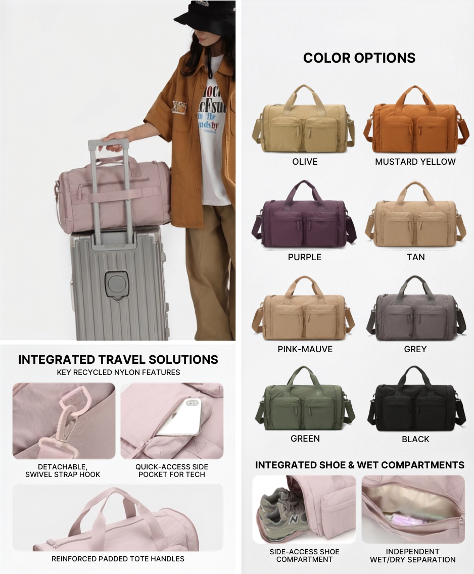Integrated Travel Duffel – GRS Certified Recycled Nylon