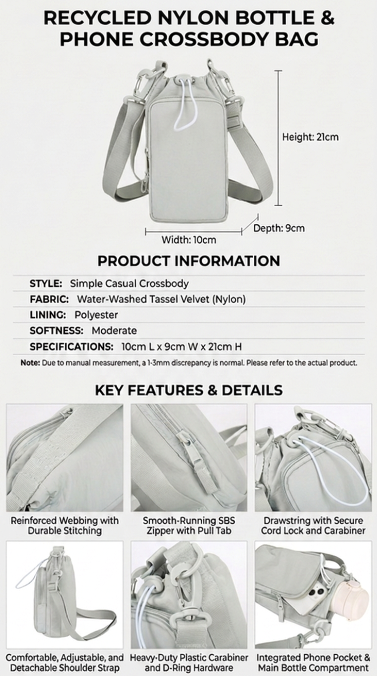 Recycled Nylon Water Bottle & Phone Bag – GRS Certified