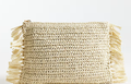 Straw clutch bag with side fringing in natural-Recycled Certified-ODM/OEM