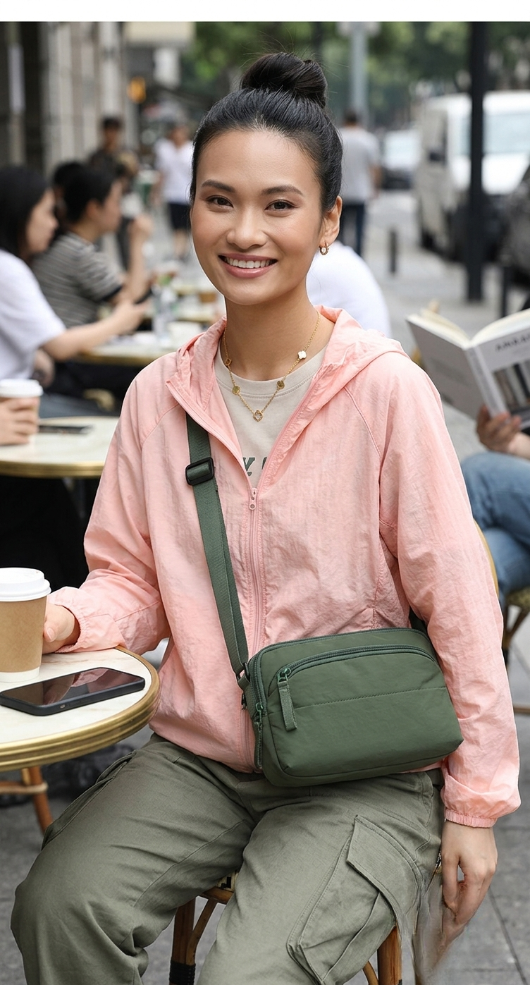 Versatile Pink Crossbody Bag – GRS Certified Recycled Nylon