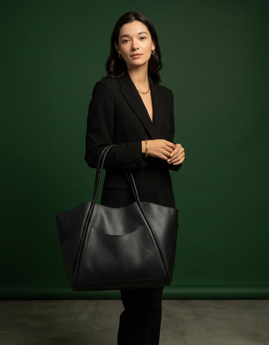 Oversized tote bag in black-GRS Certified -ODM/OEM