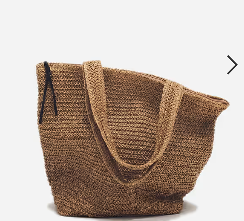 Straw crochet tote bag in natural-GRS certified, ODM/OEM