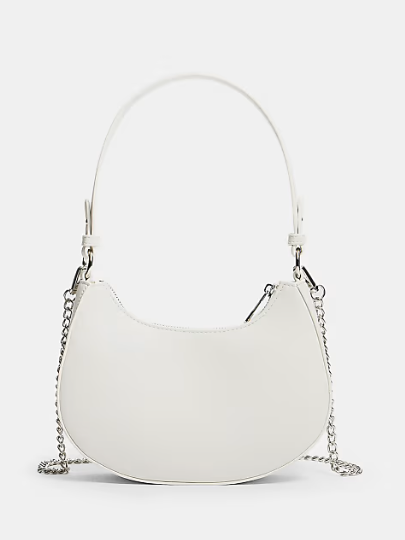 Half moon shoulder bag in white, GRS certified, ODM/OEM