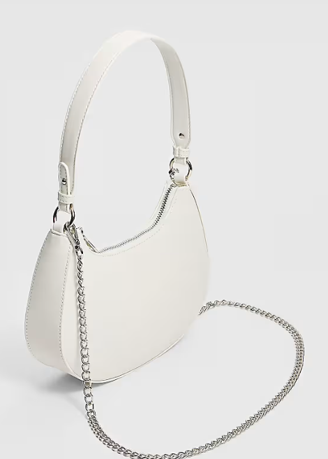 Half moon shoulder bag in white, GRS certified, ODM/OEM