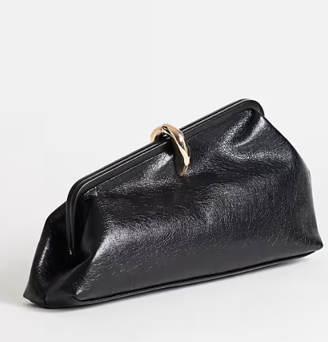 Medium clutch with hardware in black-GRS Certified-ODM/OEM