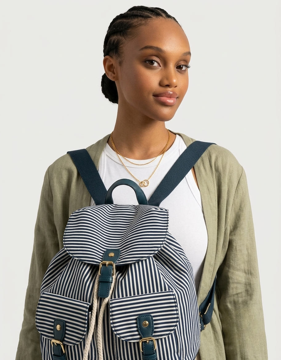 Stripe Print Backpack-GRS CERTIFIED, ODM/OEM