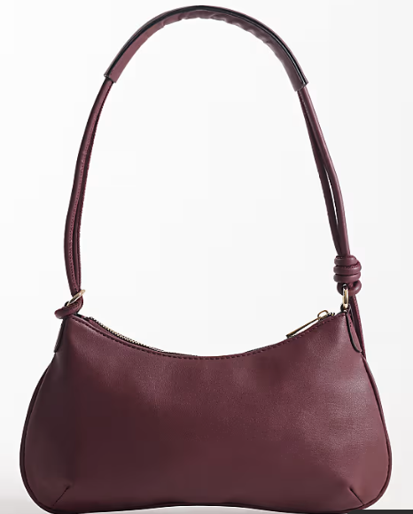 Shoulder bag with knot detail skinny strap in burgundy-GRS Certified-ODM/OEM