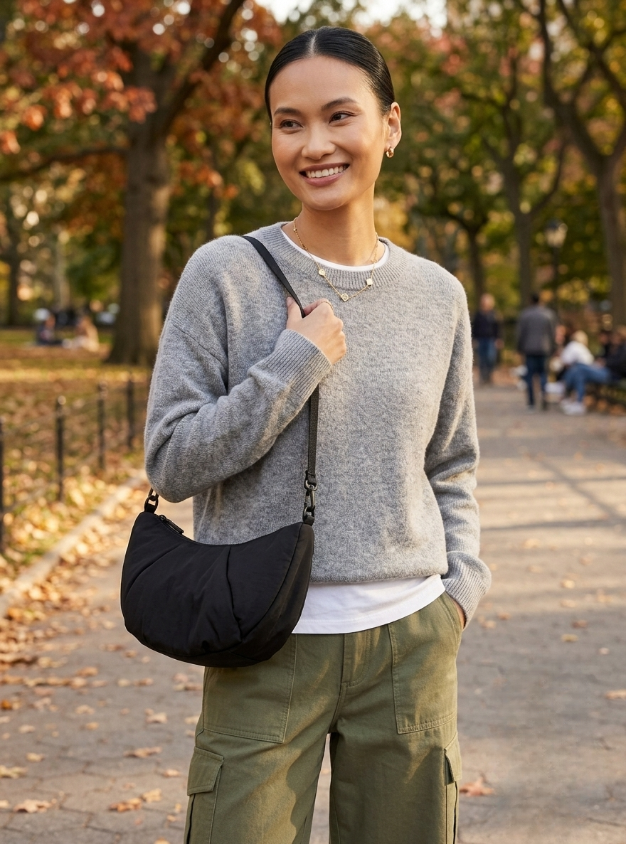 Mini quilted crossbody bag in black-Recycled Polyester-ODM/OEM