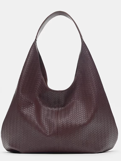 Woven effect shopper bag in burgundy-GRS Certified - ODM/OEM