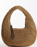 Straw hand crochet scoop shoulder bag in natural-GRS Certified-ODM/OEM