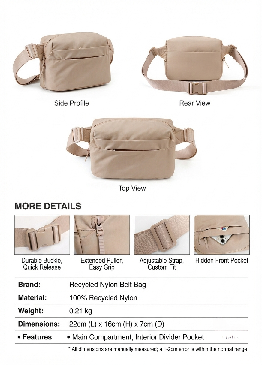 Recycled Nylon Waist Bag – GRS Certified